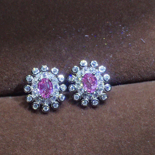 [DF]Boucles d'oreilles à tige en saphir Paraparaiba rose - Radiant Elegance