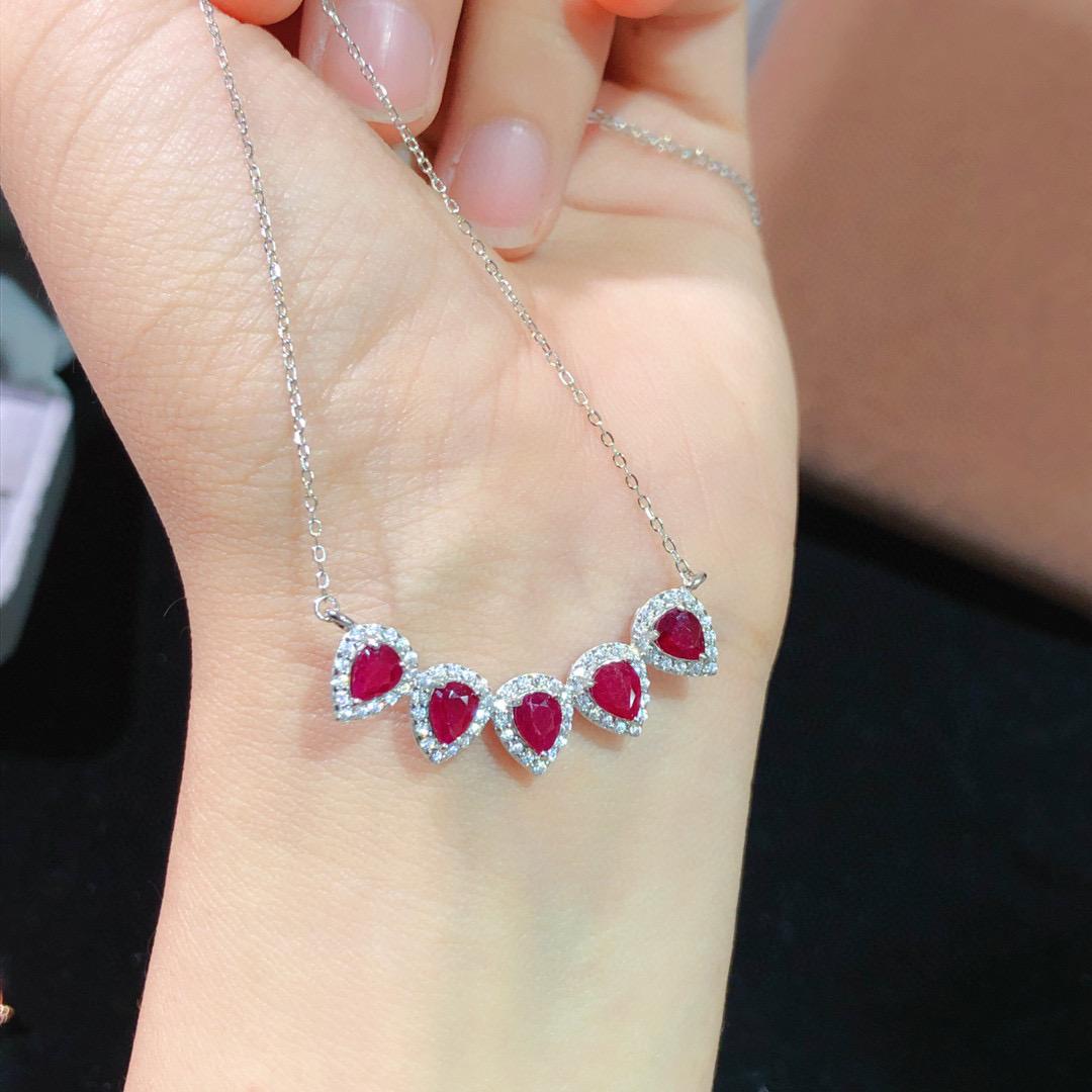 [DF]Ruby Red  Necklace in S925 Pure Silver  A Sophisticated and Personalized Birthday Gift