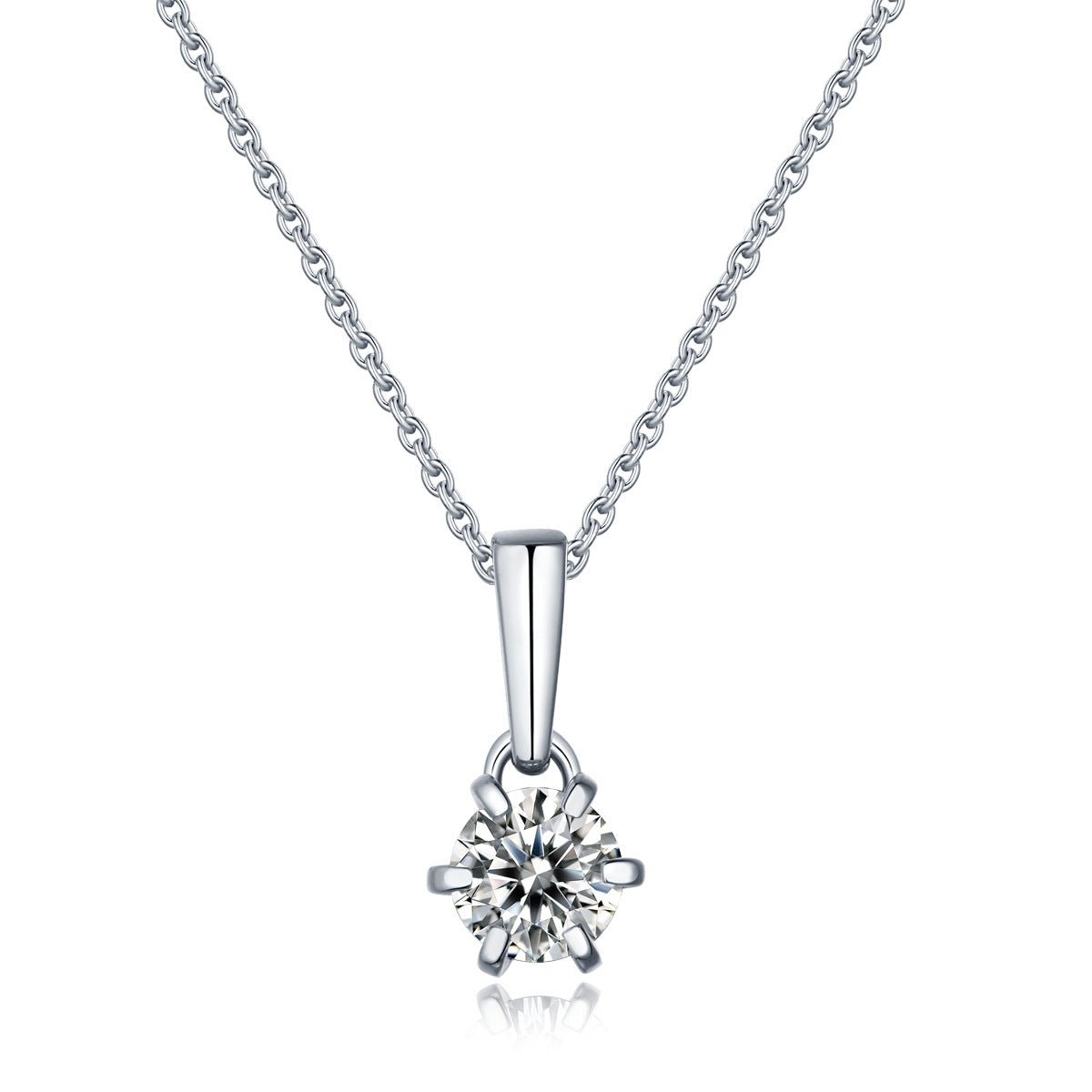 Jiuzuan925 – collier en argent incrusté de moissanite, pendentif à six griffes, chaîne de clavicule