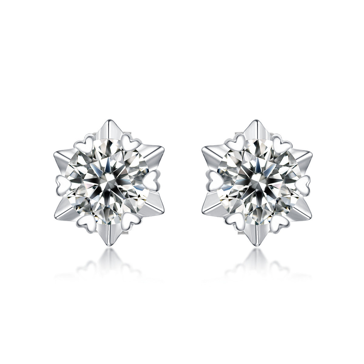 925 Silver Mosang Stone Snowflake Earrings Simplified Earrings