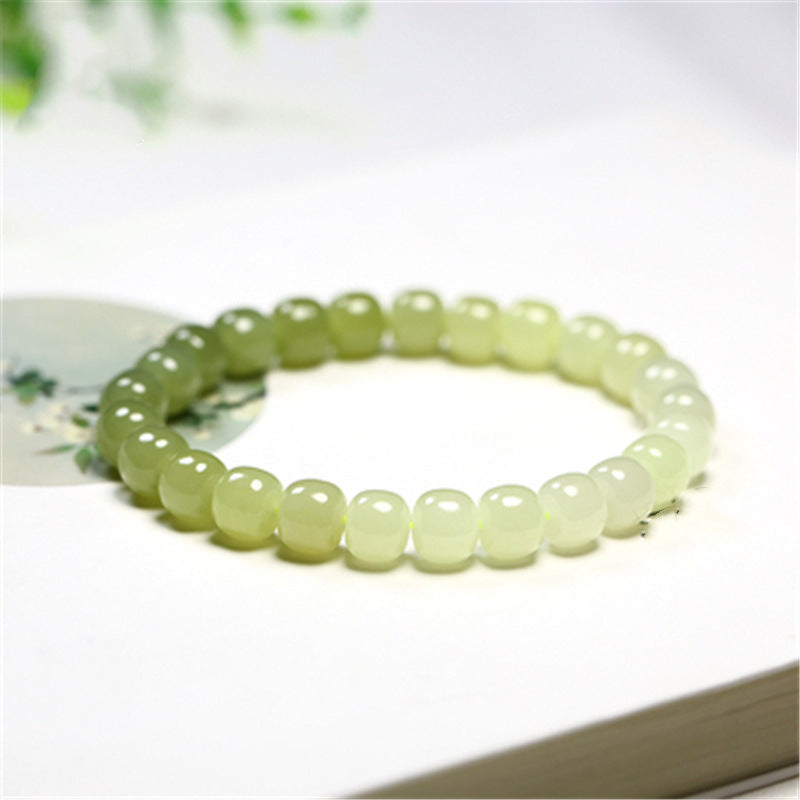 Pulsera de jade de Hotan Pulsera de cuentas antiguas graduales de agua soleada