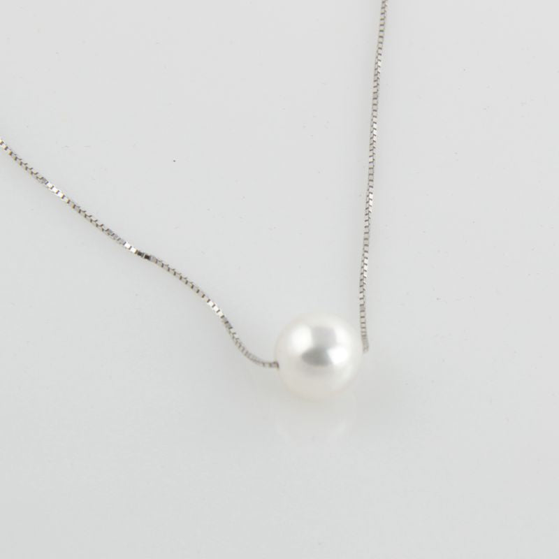 8.5-9mm bright sea Pearl pendant s925 silver clavicle chain