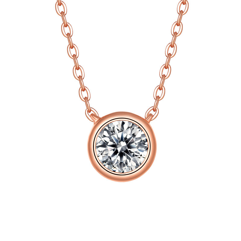 Necklace S925 Silver Plated Rose Gold Inlaid Mosonite Bubble Pendant with Chain Silver Jewelry