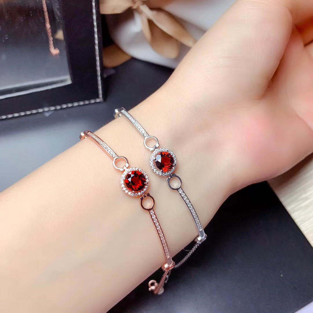 Natural Mozambique garnet bracelet 925 silver set bracelet jewelry