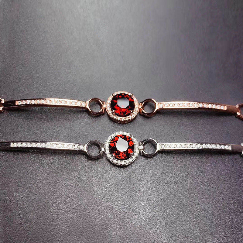 Natural Mozambique garnet bracelet 925 silver set bracelet jewelry