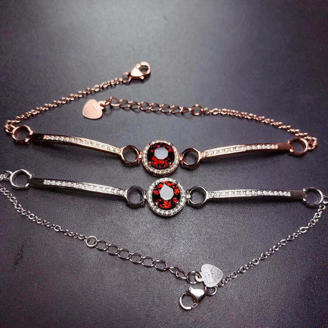 Natural Mozambique garnet bracelet 925 silver set bracelet jewelry