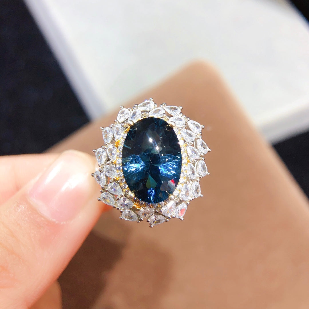 [DF]Handcrafted London Topaz Ring with a Sterling Silver Finish