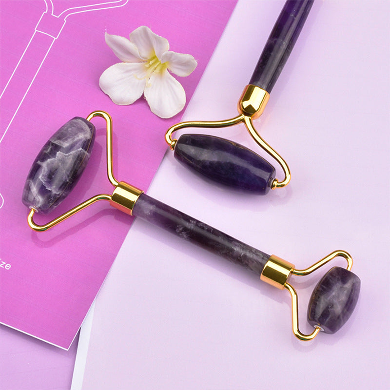 [DF]Jade roller amethyst roller scraping set amethyst finger scraping plate amethyst double-headed roller.