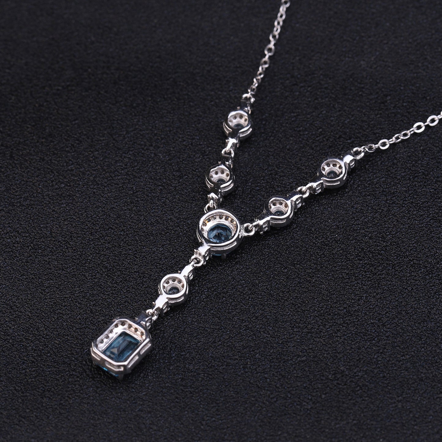 High end luxury jewelry, natural gemstone necklace s925 silver inlaid natural topaz necklace pendant