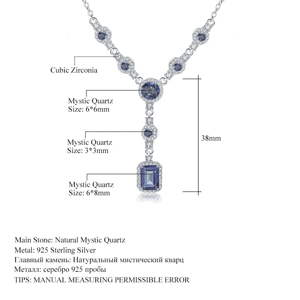 High end luxury jewelry, natural gemstone necklace s925 silver inlaid natural topaz necklace pendant