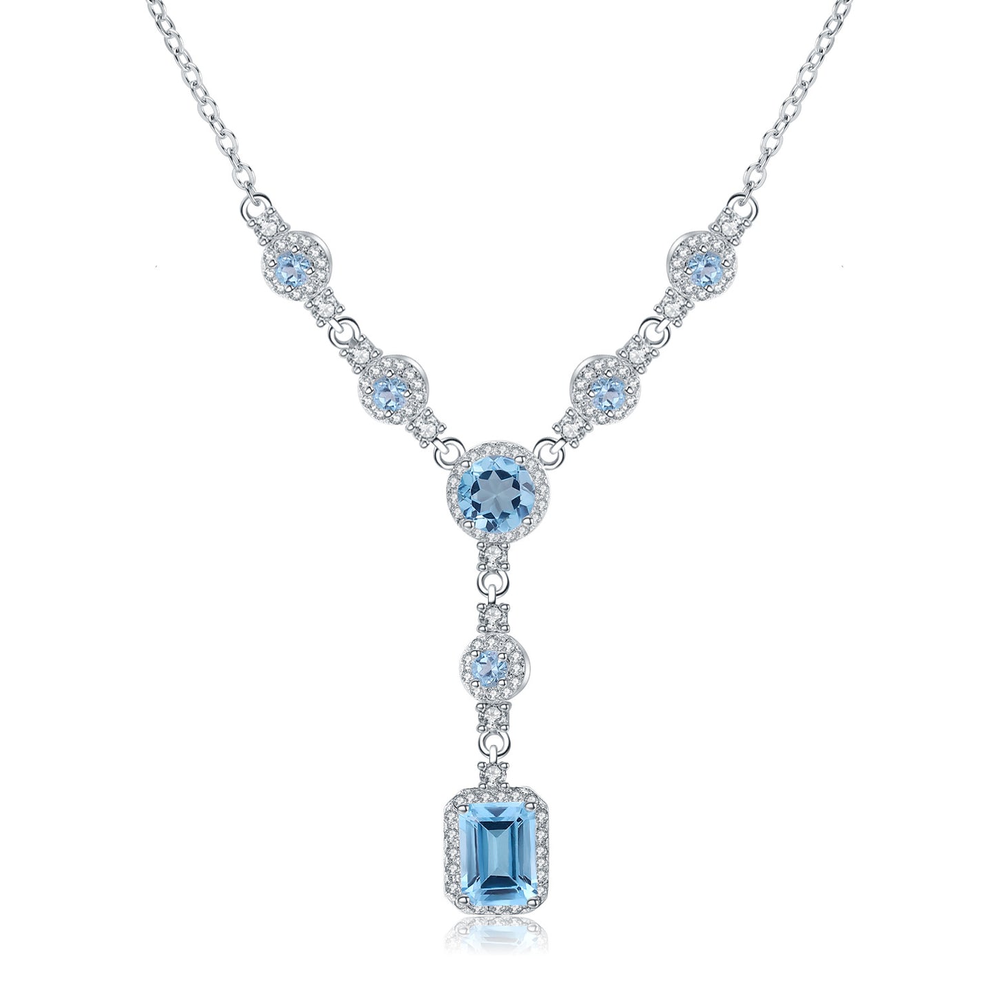 High end luxury jewelry, natural gemstone necklace s925 silver inlaid natural topaz necklace pendant