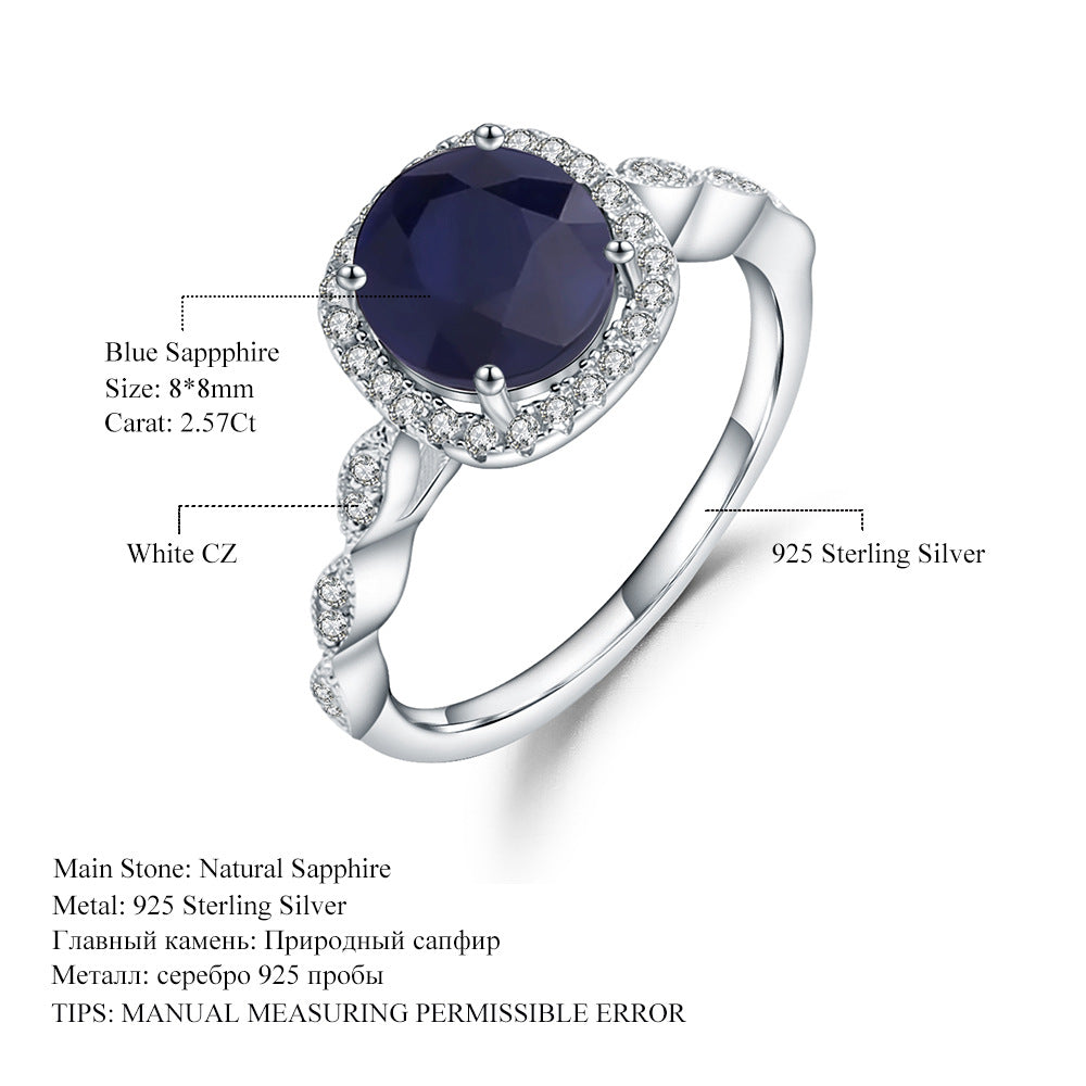 Fashion personality inlaid with natural gemstone amethyst s925 silver ring