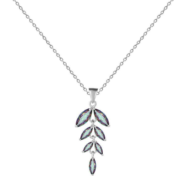 Collier en pierre à la mode, pendentif en argent Sterling 925 incrusté d'un trésor de couleur naturelle et d'une chaîne croisée