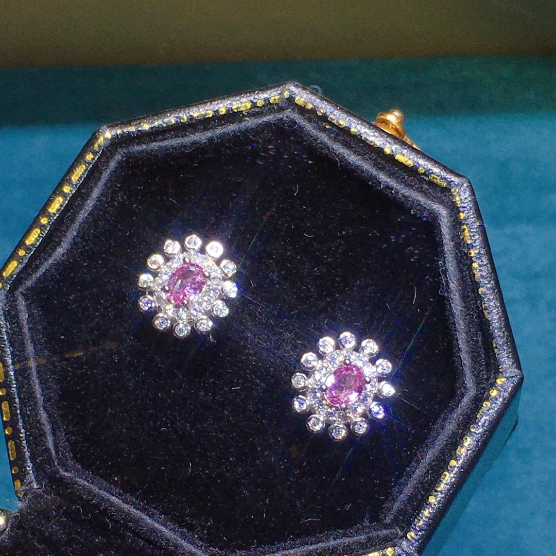 [DF]Pink Paraparaiba Sapphire Stud Earrings - Radiant Elegance