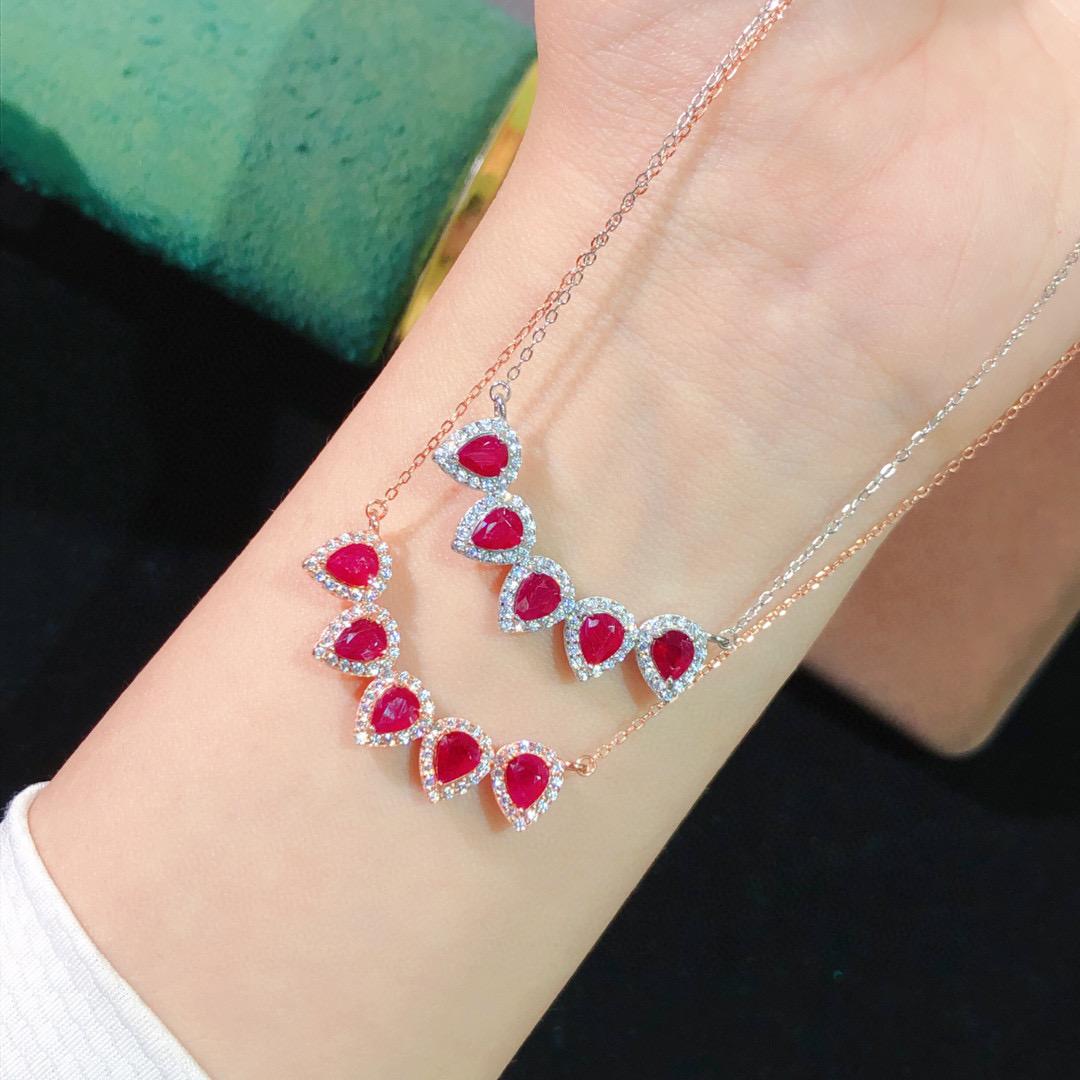 [DF]Ruby Red  Necklace in S925 Pure Silver  A Sophisticated and Personalized Birthday Gift