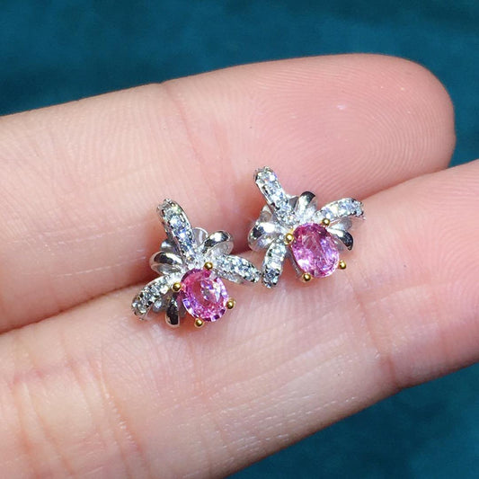 [DF]Aretes con zafiro azul y rosa radiante: la elegancia redefinida