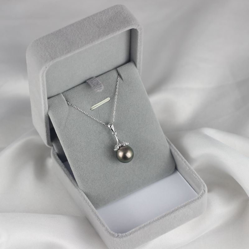 Sea Water Black Pearl s925 Silver pendant with silver necklace