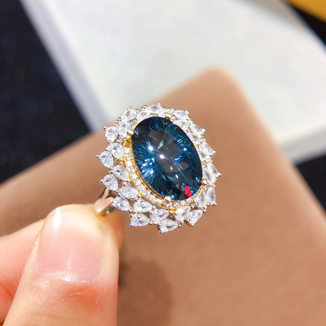 [DF]Handcrafted London Topaz Ring with a Sterling Silver Finish