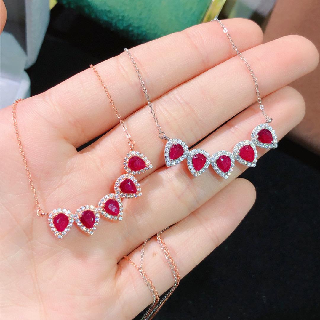 [DF]Collier Rouge Rubis en Argent Pur S925 Un Cadeau d'Anniversaire Sophistiqué et Personnalisé