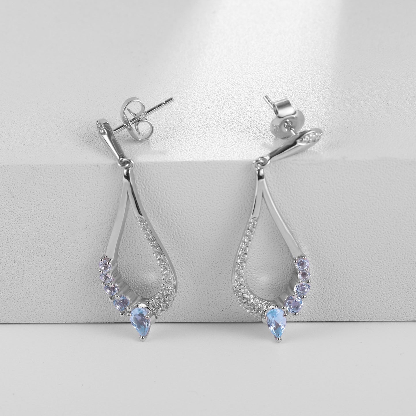 Natural Topaz Earrings 925 Silver inlaid gemstone Earrings Earrings