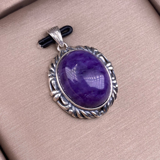 Purple Dragon Amethyst pendant s925 silver inlaid retro lace edging exquisite accessories