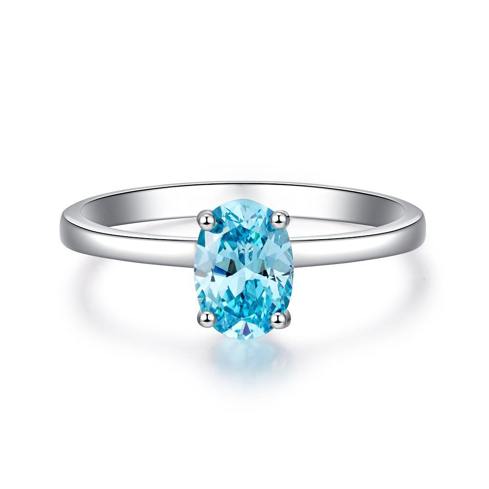 Bague coupe fleur de glace en argent S925, trésor bleu, Zircon, diamant à haute teneur en carbone, bague fleur de glace