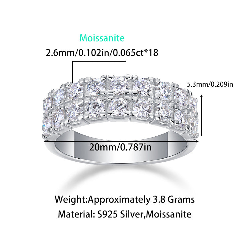 S925 Silver Starry Sky Ring Moissanite Closed Ring Hot Sale New Style