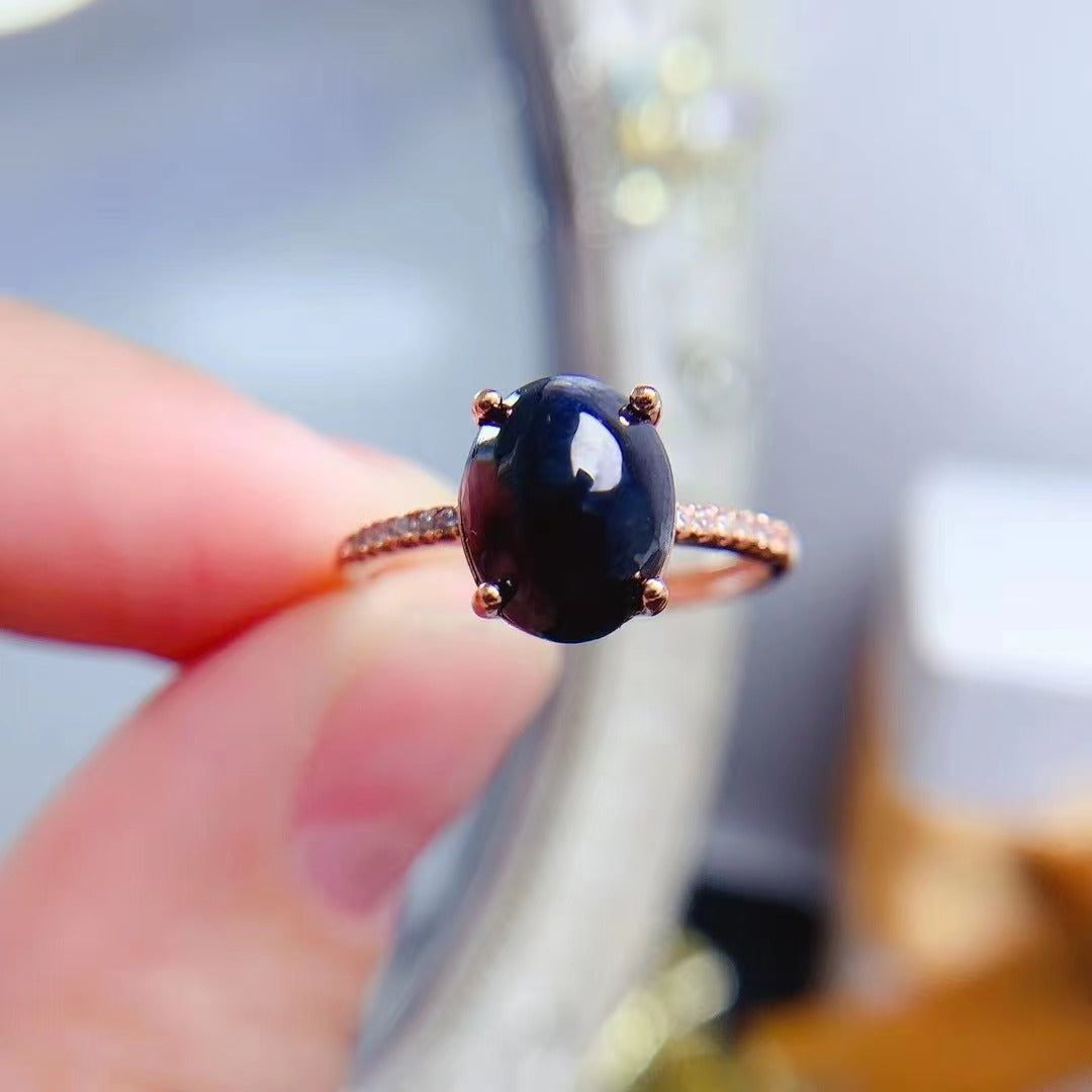 [DF]Natural Sapphire Ring with 925 Silver Setting - Vintage Elegance and Minimalist Charm