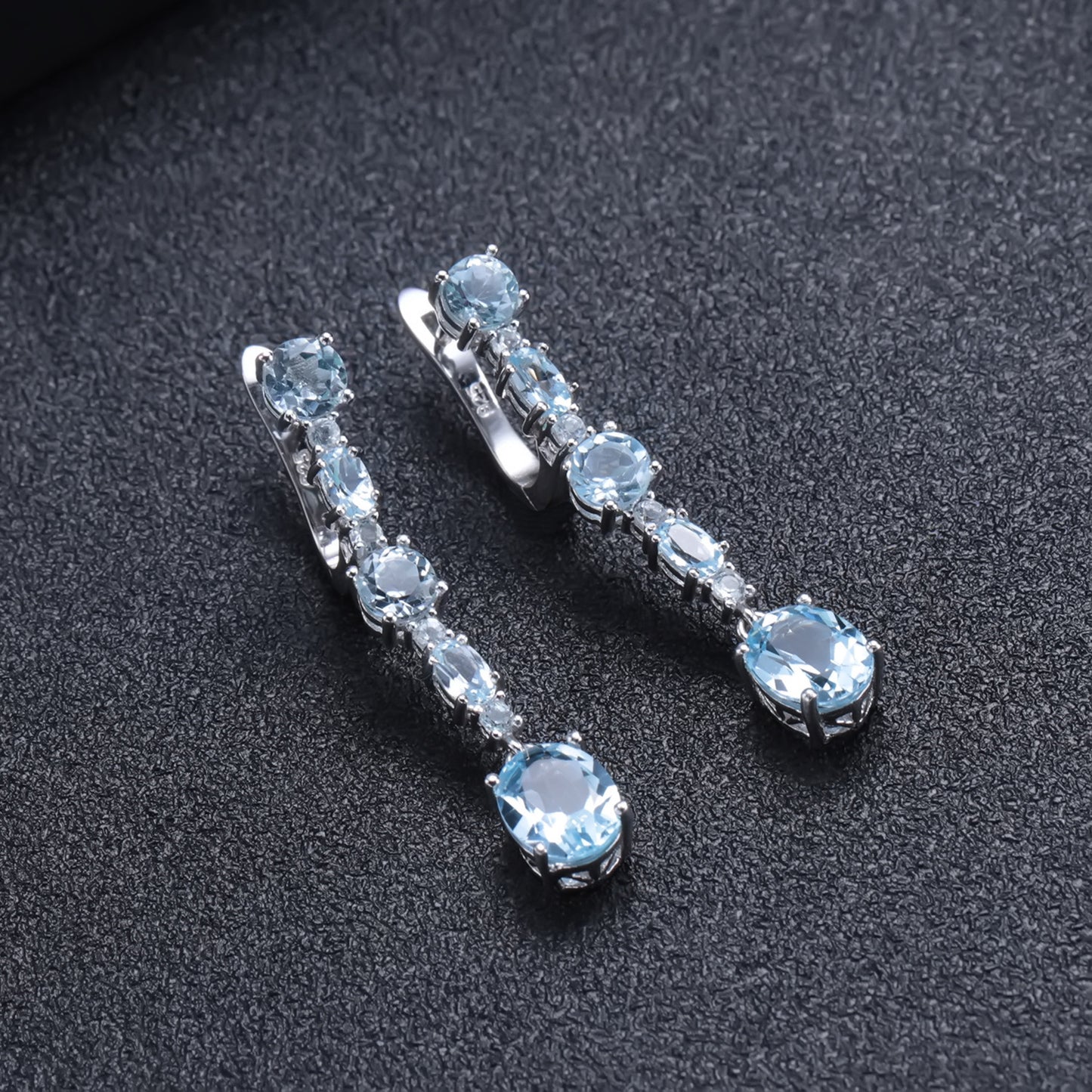 Boucles d'oreilles topaze colorée naturelle, boucles d'oreilles en argent s925 incrustées de pierres précieuses