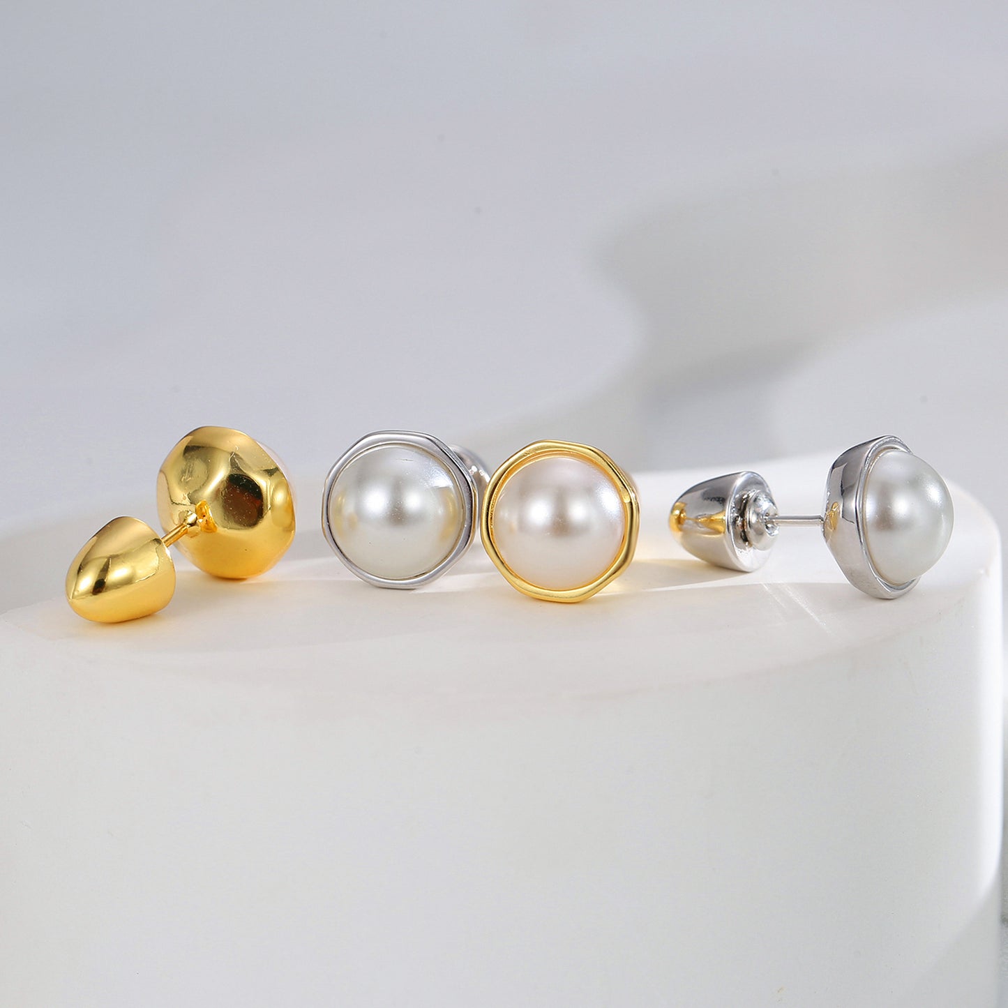 【DF】Pearl earrings women's new celebrity style high-end sense S925 silver needle light luxury design earrings temperament jewelry