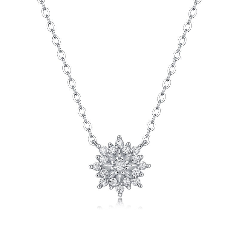 S925 Silver Pendant Sunflower Fashion Mosonite Necklace