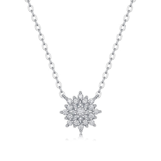 S925 Silver Pendant Sunflower Fashion Mosonite Necklace