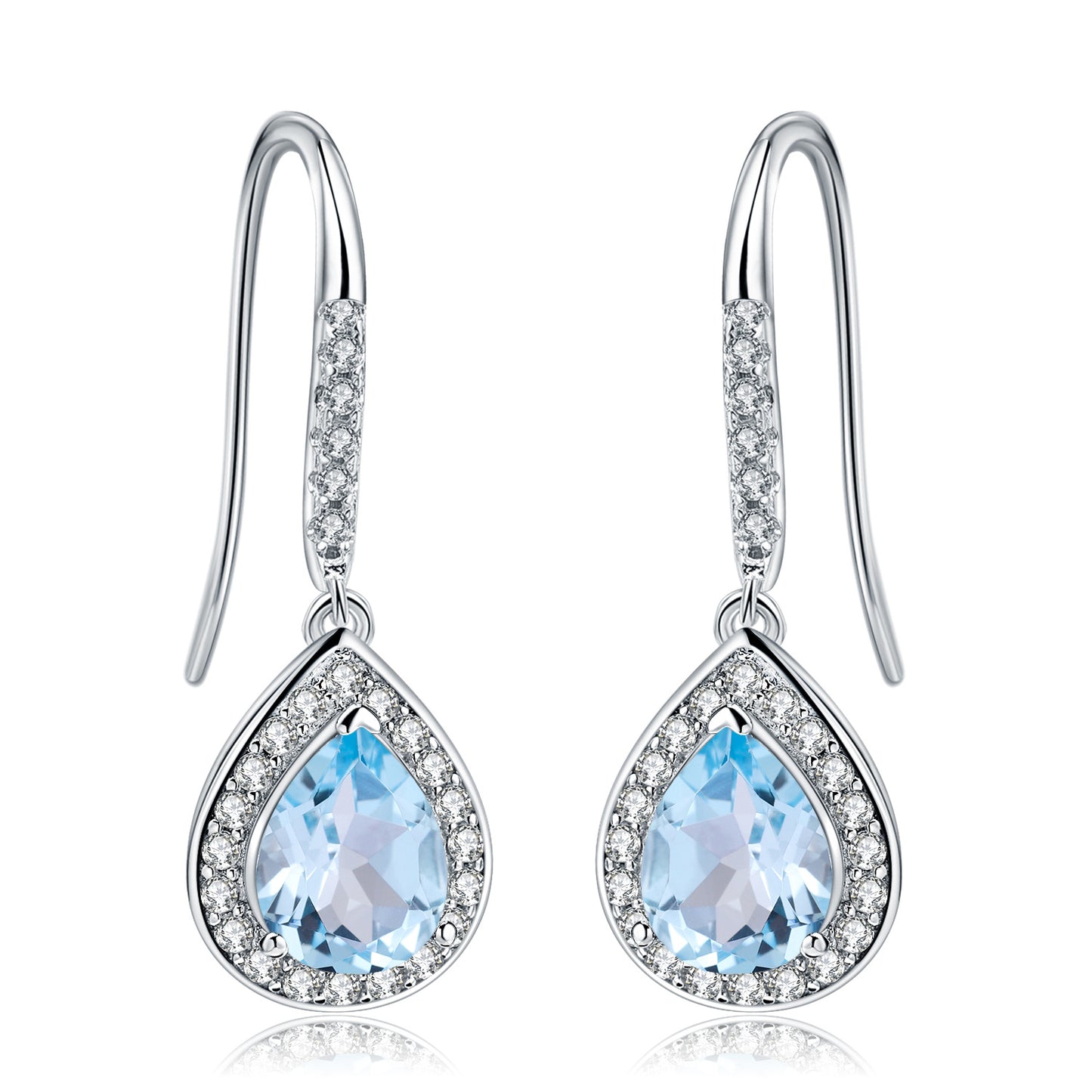 Natural colorful topaz earrings earrings with high sense s925 silver inlaid natural gemstone earrings