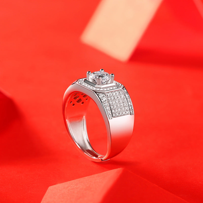 Anillo de plata S925 para hombre, anillo de piedra Mosang Zun para hombre, anillo nuevo de moda