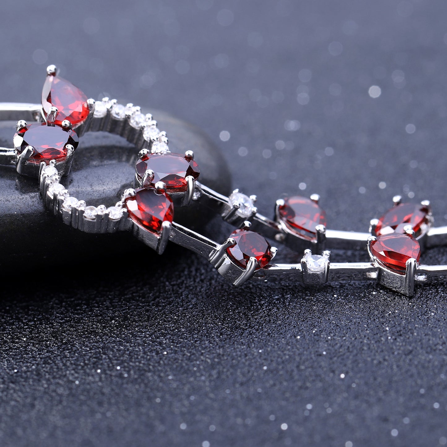 Natural garnet bracelet s925 sterling silver inlaid with natural gemstones bracelet