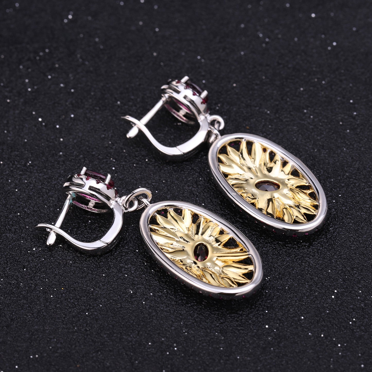 Natural Style Flower s925 Silver Natural Color Treasure Earrings and Earrings