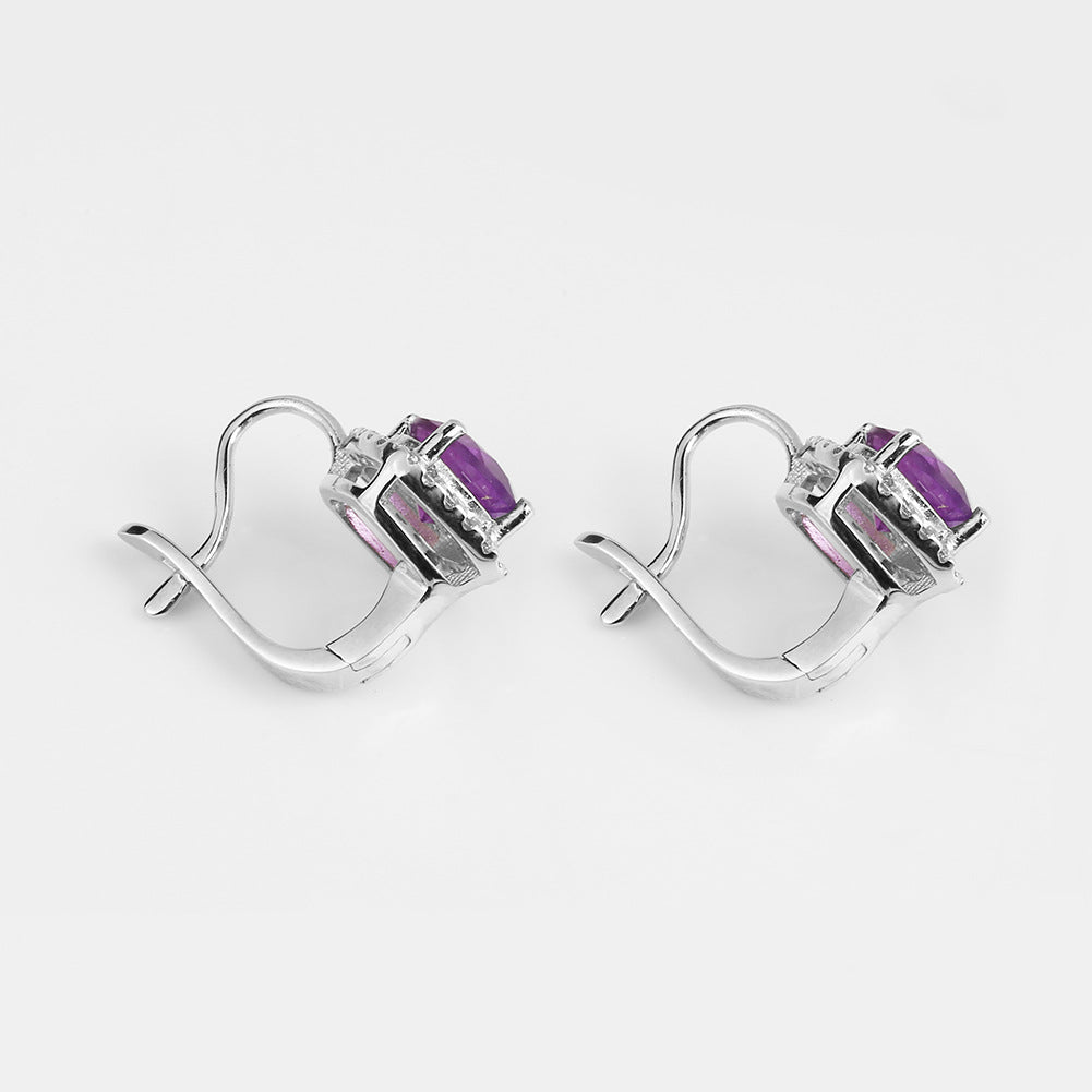 Natural gemstone amethyst earrings s925 silver natural colorful earrings earrings