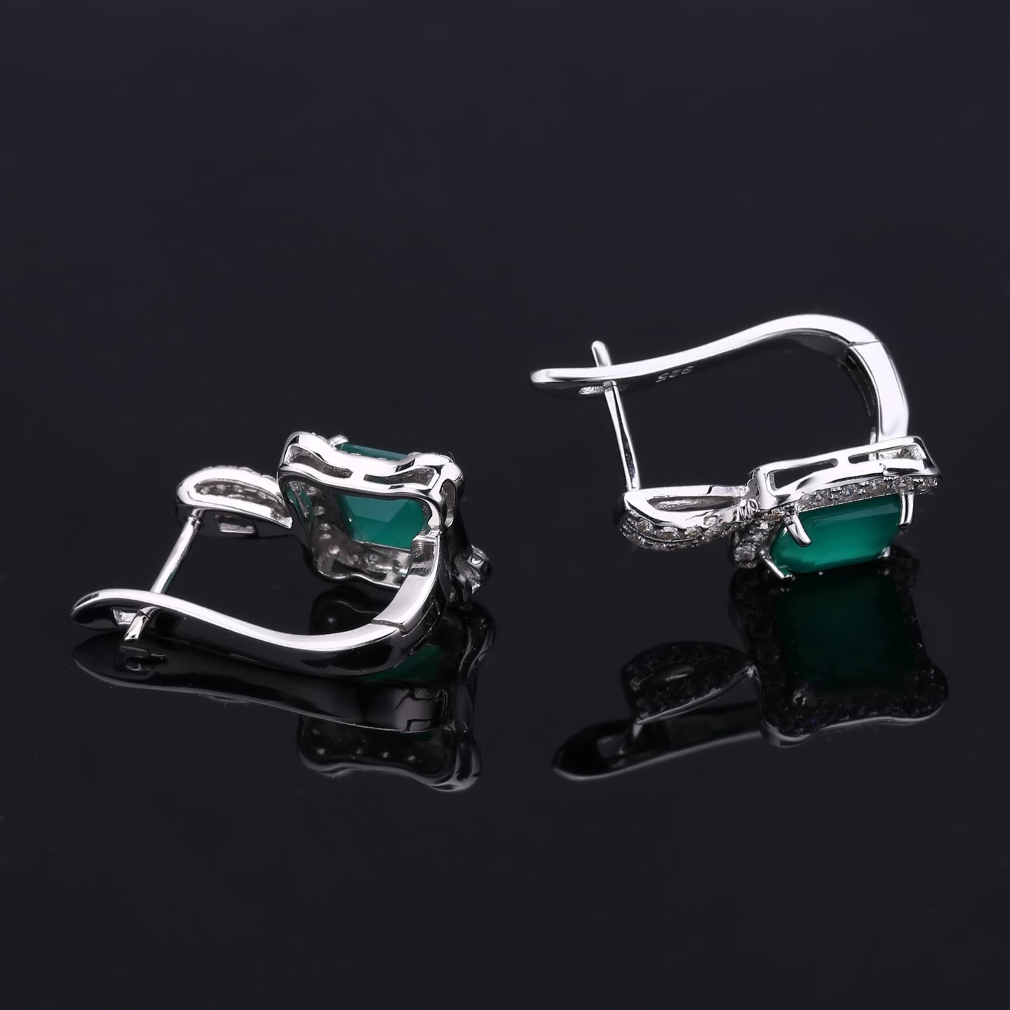 Pendientes de temperamento de ágata verde de piedra natural, pequeños pendientes de cristal con incrustaciones de gemas de colores y fragancia s925 en plata