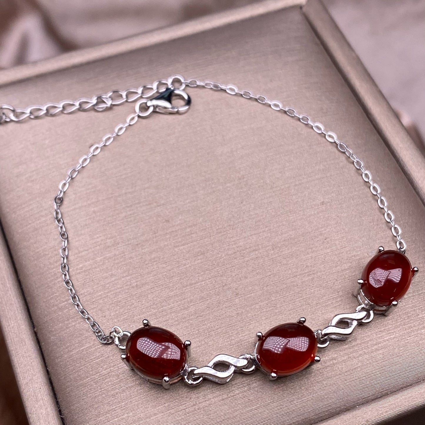 Pulsera de granate y aguamarina con incrustaciones de plata s925, sencilla, multigrano, para mujer