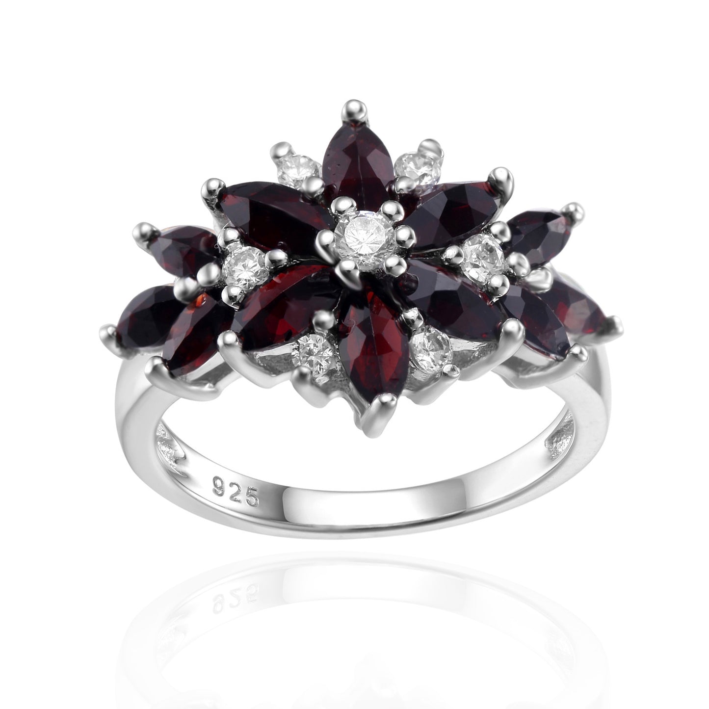 S925 sterling silver cluster set natural tourmaline ring