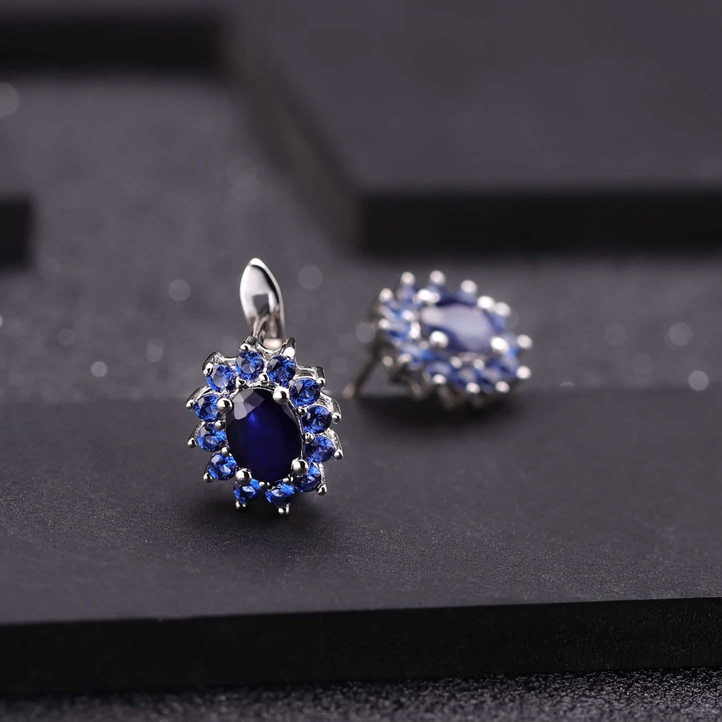 Processing sapphire earrings, earrings, and earrings set with gemstones s925 silver crystal earrings and earrings