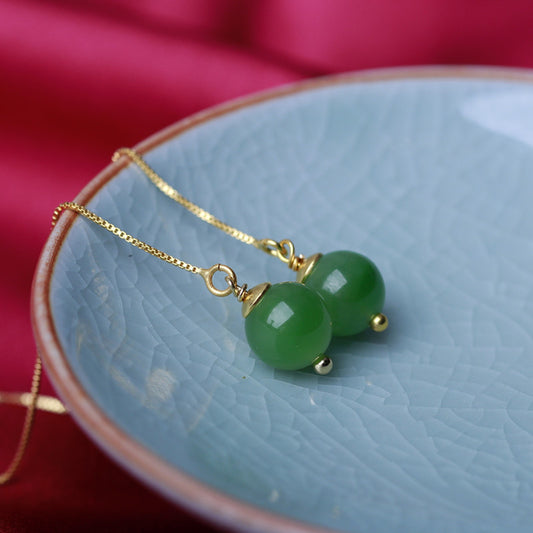 Boucles d'oreilles en Jade Hotan naturel, perles de transfert précoces