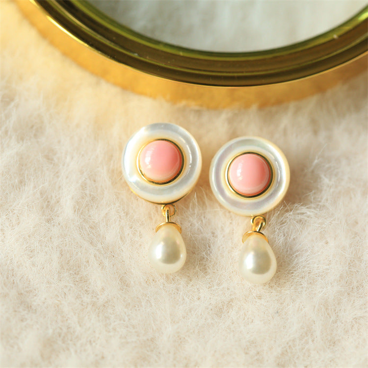 S925 Silver Inlaid Queen Beirou Luo Pearl Beimu Earrings Queen Beibei Earrings Queen Beibei Earrings