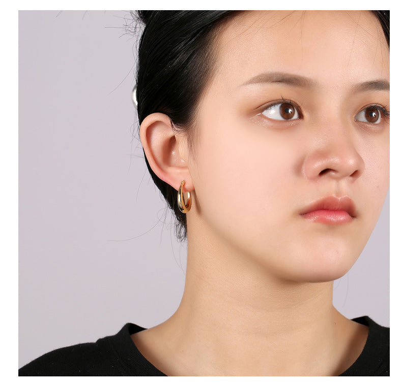 【DF】Earrings high-end earrings women's jewelry accessories cold wind earrings women's simplicity