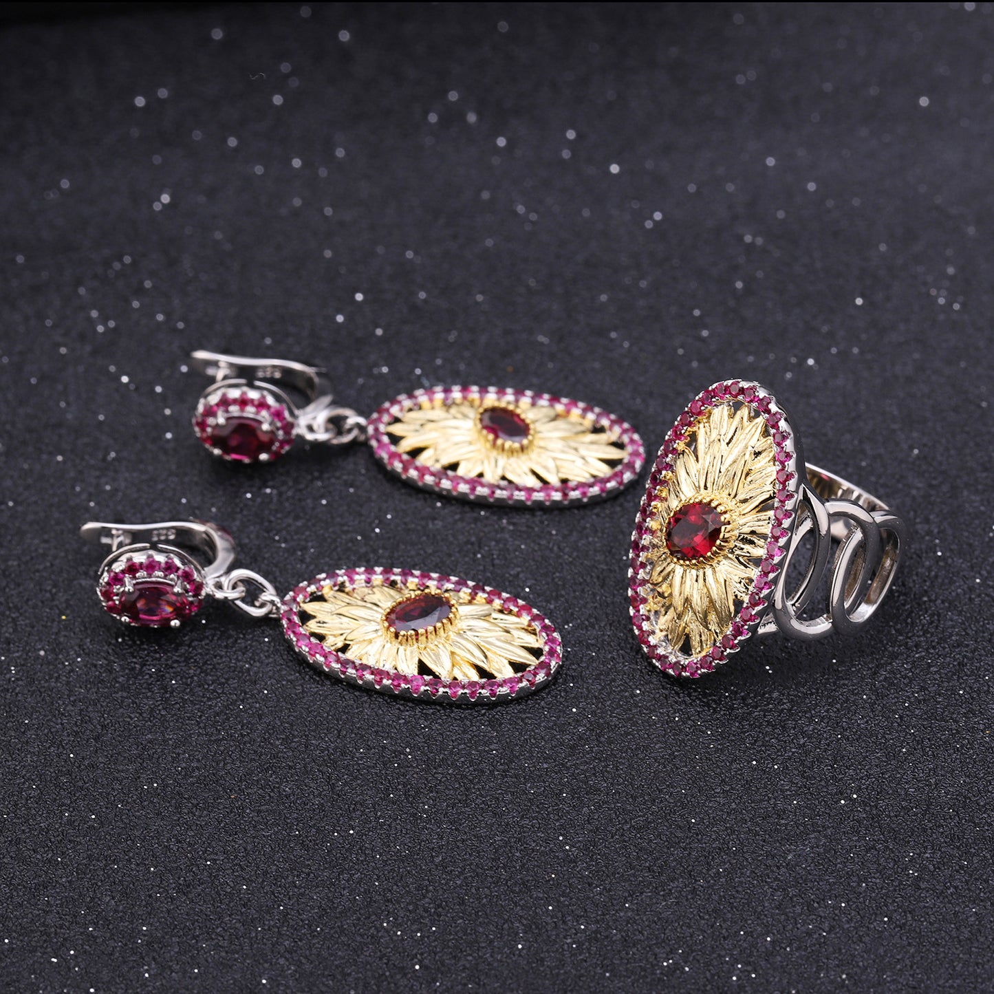 Natural Style Flower s925 Silver Natural Color Treasure Earrings and Earrings