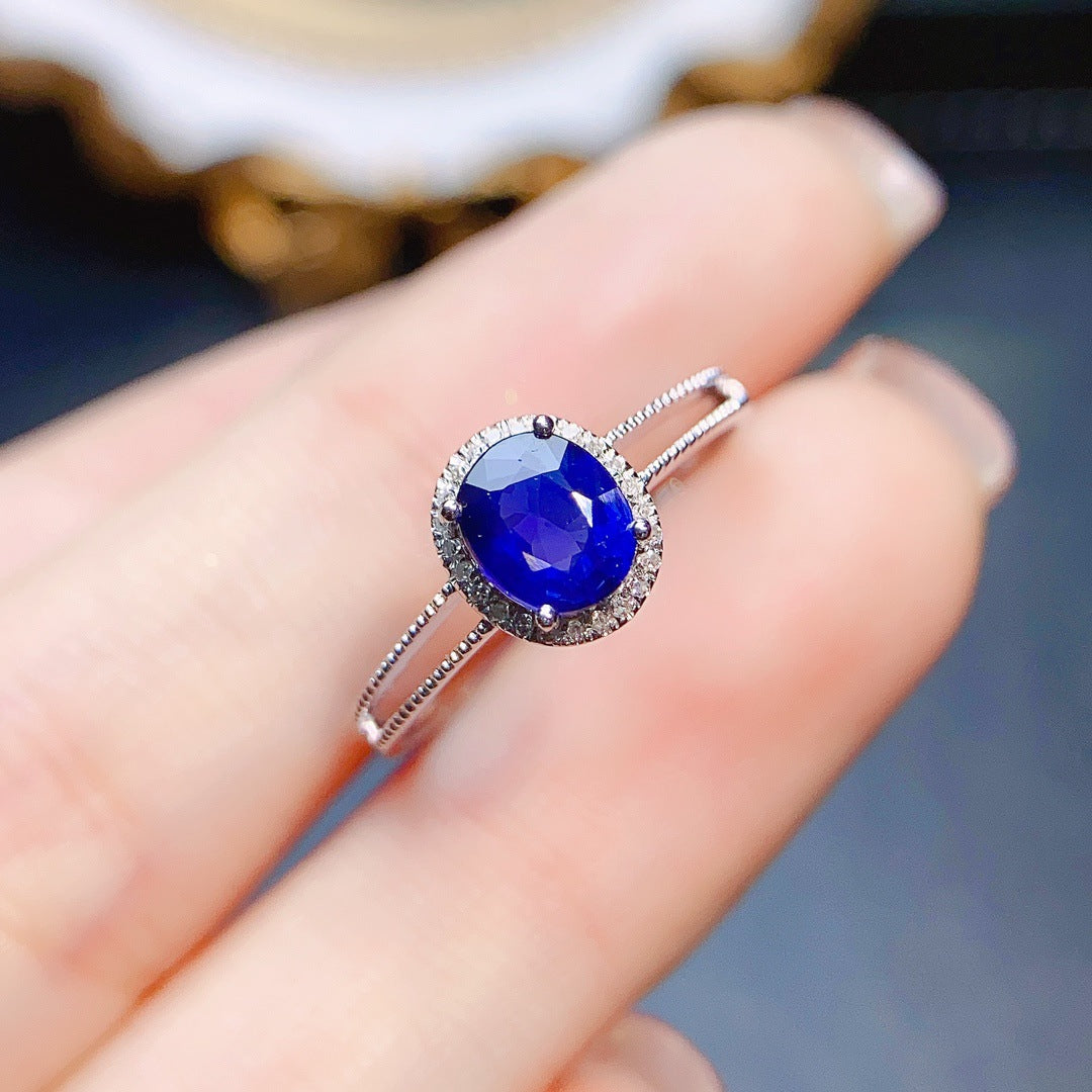 Natural sapphire ring 18K gold set main stone 4*6 selling