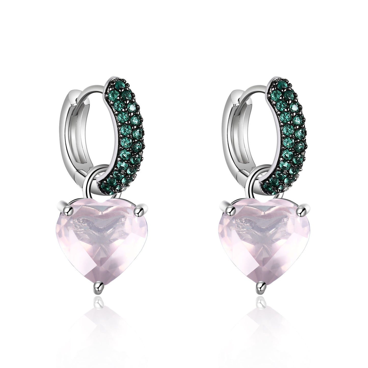 Boucles d'oreilles en pierres précieuses d'amour en argent sterling s925 incrustées de boucles d'oreilles en améthyste naturelle colorée