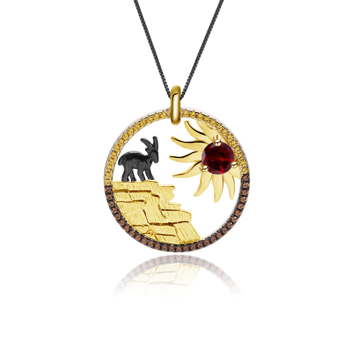 Designer's high-end gemstone pendant with animal natural style elements design 925 silver natural yellow crystal necklace pendant