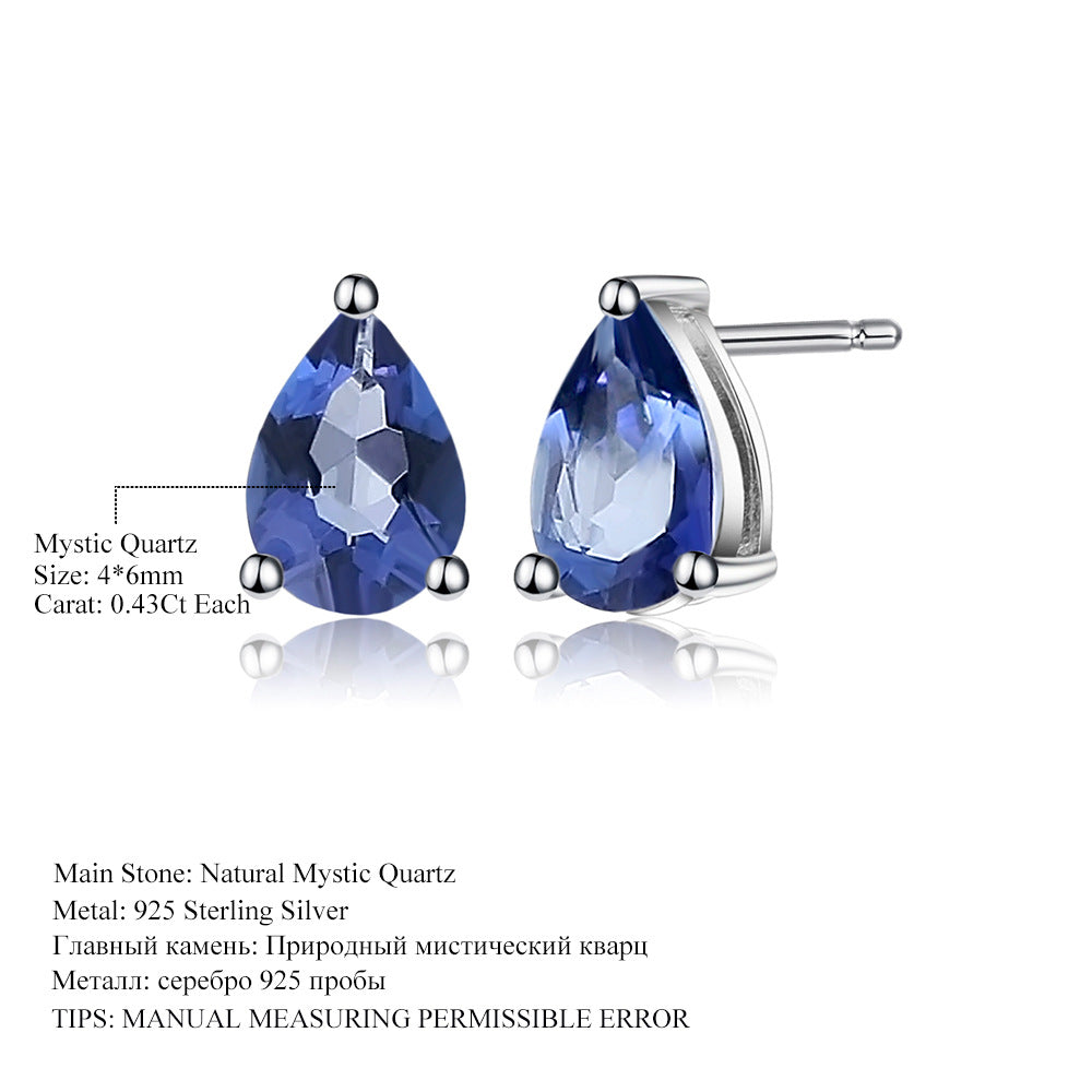 Natural Topaz Pear shaped Earrings s925 Silver Natural Colorful Treasure Earrings Earrings