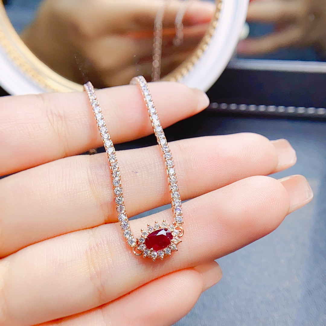 Natural ruby bracelet S925 silver inlaid main stone 4*6 selling